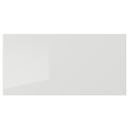 RINGHULT grey glossy kitchen cabinet front, rectangular, high-gloss particleboard.