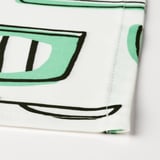 RINNIG Apron, white/green/patterned, 69x85 cm