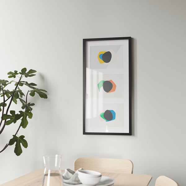 RÖDALM Frame for 3 pictures, black, 81x40 cm