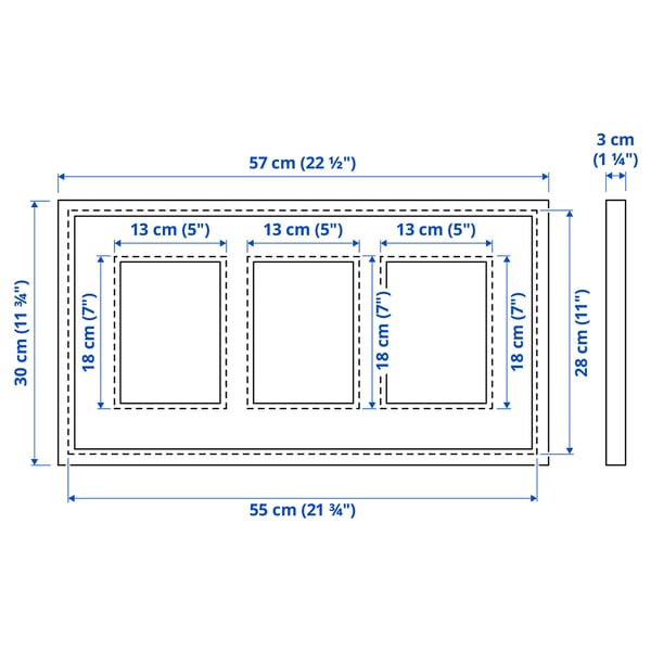 RÖDALM Frame for 3 pictures, white, 55x28 cm