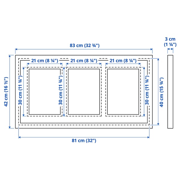 RÖDALM Frame for 3 pictures, white, 81x40 cm