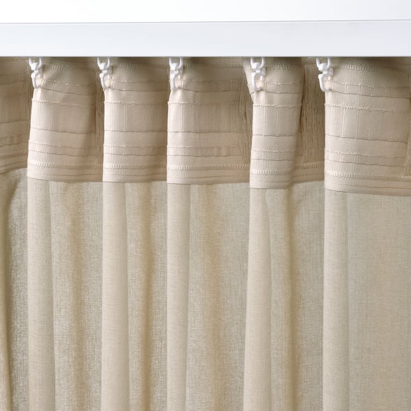 ROSENROBINIA Sheer curtain, 1 piece, beige/with heading tape, 300x300 cm