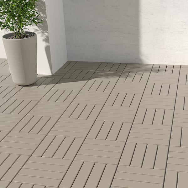RUNNEN Floor decking, outdoor, beige, 0.81 m²