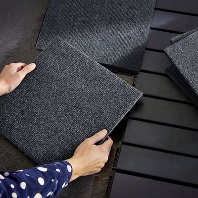 RUNNEN Floor decking, outdoor, textile dark grey, 0.81 m²