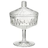 SÄLLSKAPLIG Bowl with lid, clear glass/patterned, 10 cm