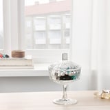 SÄLLSKAPLIG Bowl with lid, clear glass/patterned, 10 cm