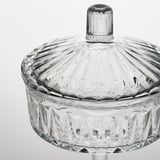 SÄLLSKAPLIG Bowl with lid, clear glass/patterned, 10 cm