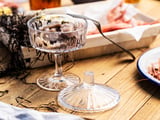 SÄLLSKAPLIG Bowl with lid, clear glass/patterned, 10 cm
