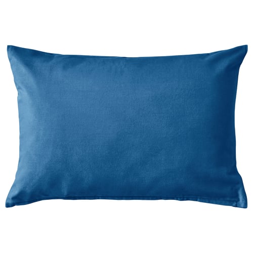 SANELA blue velvet pillowcase, 100% cotton, rectangle shape, zip closure.