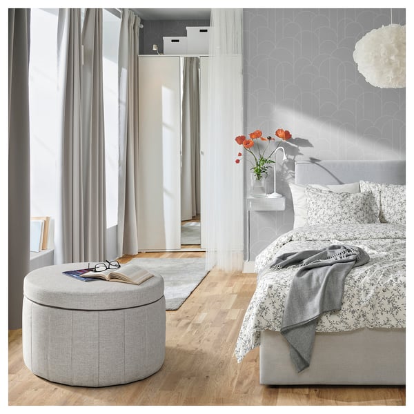 SIDSJÖ Pouffe, with storage/Kilanda beige
