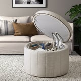 SIDSJÖ Pouffe, with storage/Kilanda beige