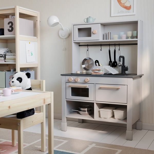 SILLTRUT Kitchen for children, grey, 68x40x100 cm