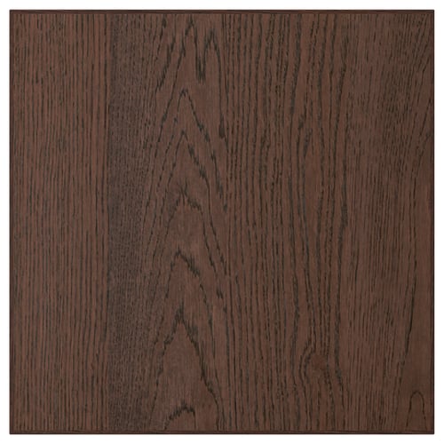 Dark brown wooden panel with visible grain. Square shape. Made from oak veneer.
