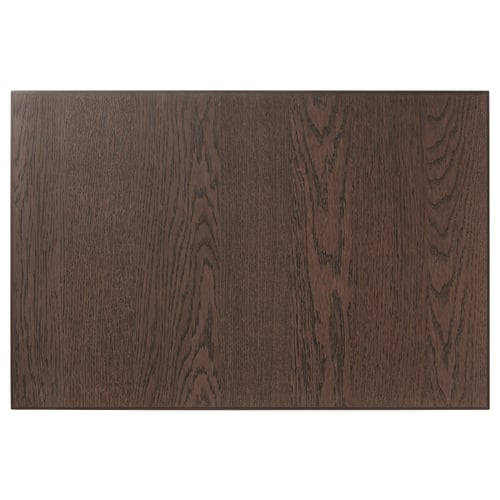 Dark brown wood panel, rectangular shape, smooth texture, solid oak edge.