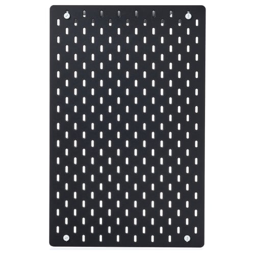SKÅDIS black pegboard: rectangular, perforated, black painted steel, versatile storage solution.