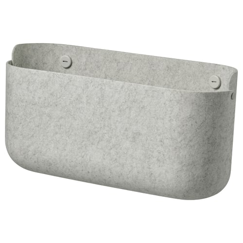 SKÅDIS grey felt basket, rectangular with round corners, wall-mounted, two metal fasteners.