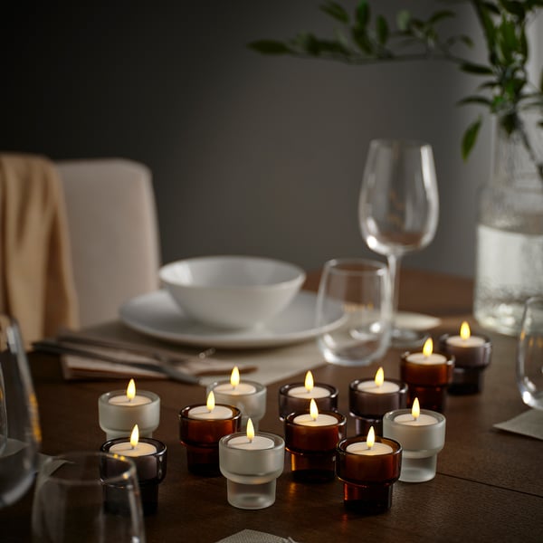 SKATGÅS LED tealight kit, with charging tray white