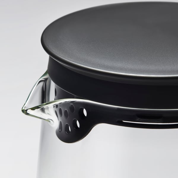 SKINNFISK Jug with lid, clear glass, 1.2 l