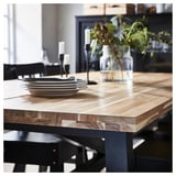 SKOGSTA / NORDVIKEN Table and 6 chairs, acacia/black, 235x100 cm