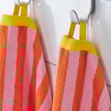 SLÅNHÖSTMAL Bath sheet, orange/pink striped, 100x150 cm