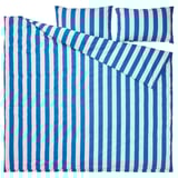 SLÅNHÖSTMAL Duvet cover and 2 pillowcases, blue/white/striped, 240x220/50x80 cm