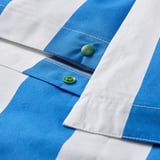 SLÅNHÖSTMAL Duvet cover and 2 pillowcases, blue/white/striped, 240x220/50x80 cm