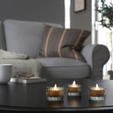 SMÄLLSPIREA Tealight holder, clear glass/patterned, 4 cm
