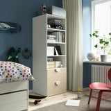 SMÅSTAD / PLATSA Bookcase, white birch/with 2 drawers, 60x57x181 cm