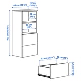 SMÅSTAD / PLATSA Bookcase, white with frame/with 2 drawers, 60x42x123 cm
