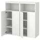 Option: SMÅSTAD / PLATSA Storage combination, white/with frame with 6 shelves, 120x42x123 cm