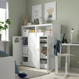 SMÅSTAD / PLATSA Storage combination, white/with frame with 6 shelves, 120x42x123 cm