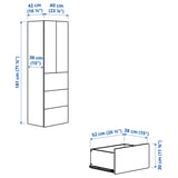 SMÅSTAD / PLATSA Wardrobe, white with frame/with 3 drawers, 60x42x181 cm