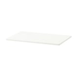 This image a white ikea SMÅSTAD shelf cover. Its rectangular, made of fibreboard with acrylic paint, and designed to fit over storage modules.