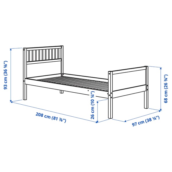SMYGA Bed frame, light grey, 90x200 cm