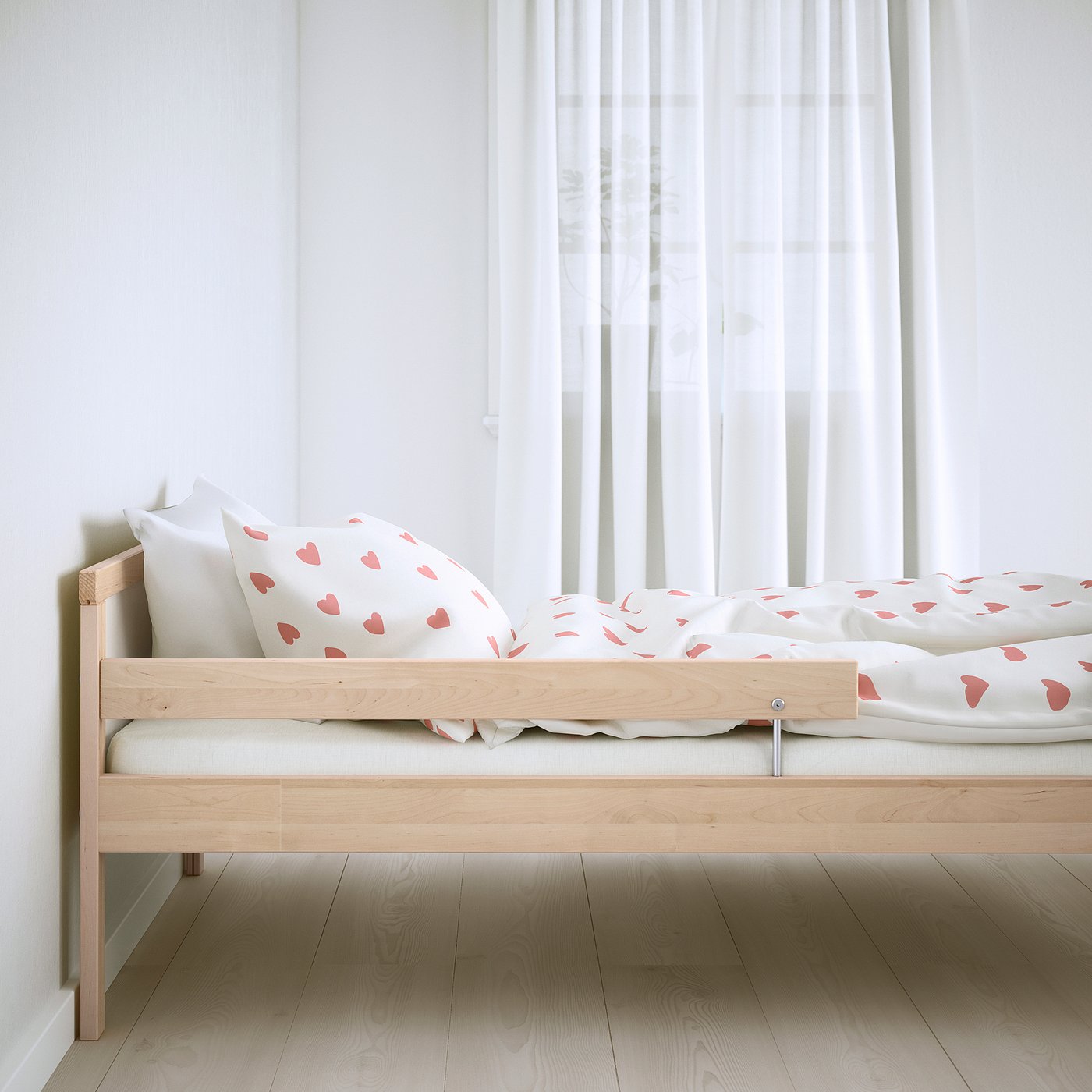 SNIGLAR bed frame with slatted bed base, beech, 70x160 cm - IKEA