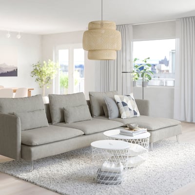 SÖDERHAMN 4-seat sofa, with chaise longue/Viarp beige/brown