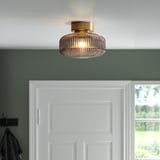SOLKLINT Ceiling lamp, brass/grey clear glass, 27 cm