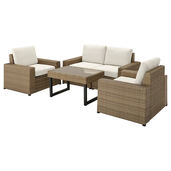 solleron طقم جلسة 4 مقاعد خارجية بني froson duvholmen بيج ikea