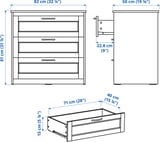 SONGESAND Chest of 3 drawers, brown, 82x81 cm