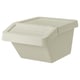 A SORTERA waste sorting bin in white. Its rectangular with a foldable lid and made from recycled plastic.