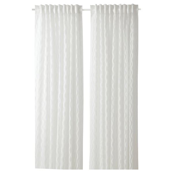 SOTSTÄVMAL Sheer curtains, 1 pair, white/with heading tape, 145x300 cm