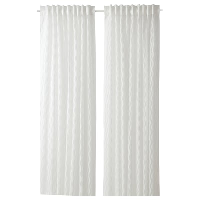 SOTSTÄVMAL Sheer curtains, 1 pair, white/with heading tape, 145x300 cm