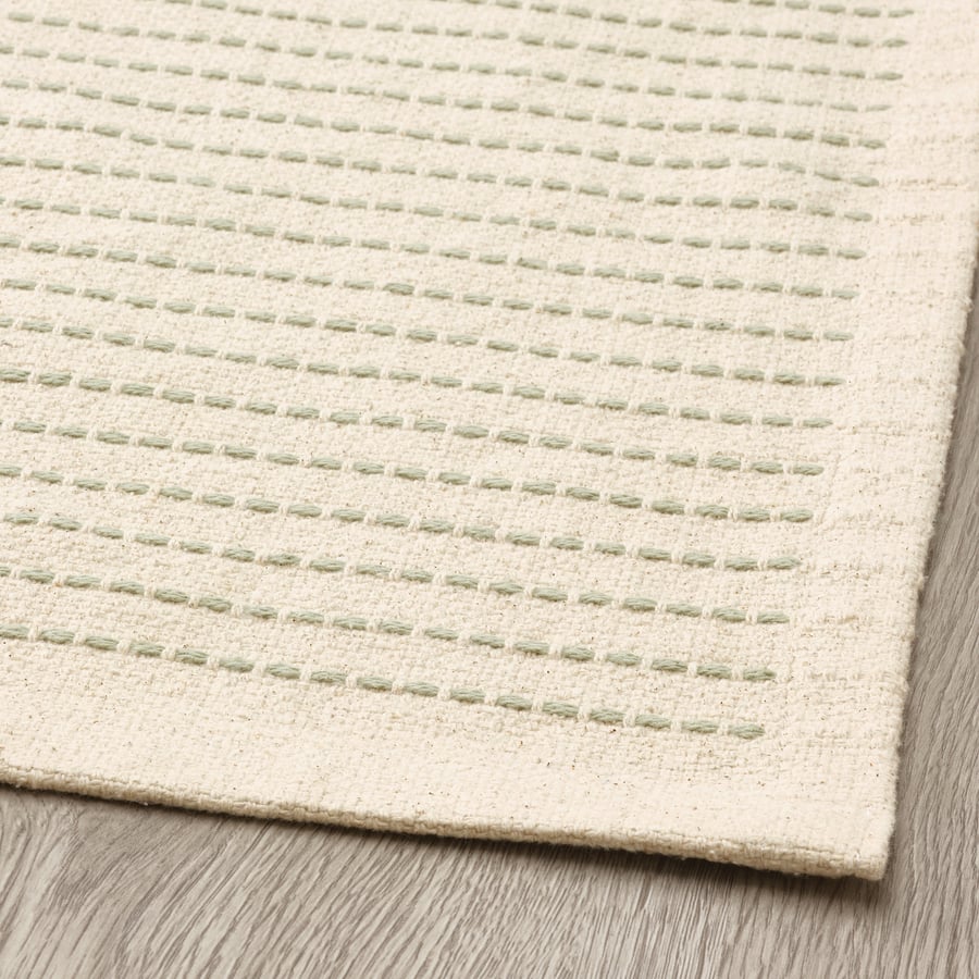 STARREKLINTE rug, flatwoven, natural/light green, 155x220 cm IKEA