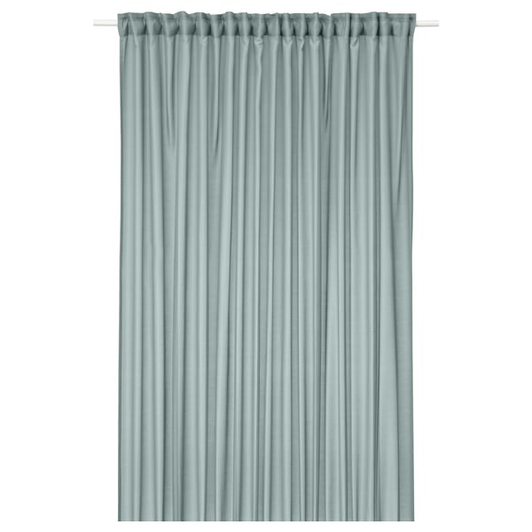 STENFRÖ Sheer curtain, 1 piece, turquoise/with heading tape, 300x300 cm