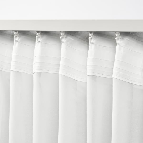 STENFRÖ Sheer curtain, 1 piece, white/with heading tape, 300x300 cm