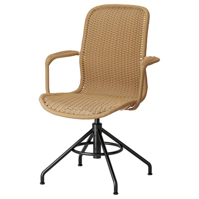 STIGBYGEL Swivel chair with armrests, brown/black