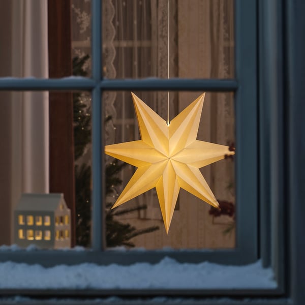 STRÅLA Lamp shade, 3D-shapes/star-shaped white, 70 cm