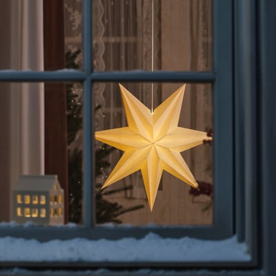 STRÅLA Lamp shade, 3D-shapes/star-shaped white, 70 cm