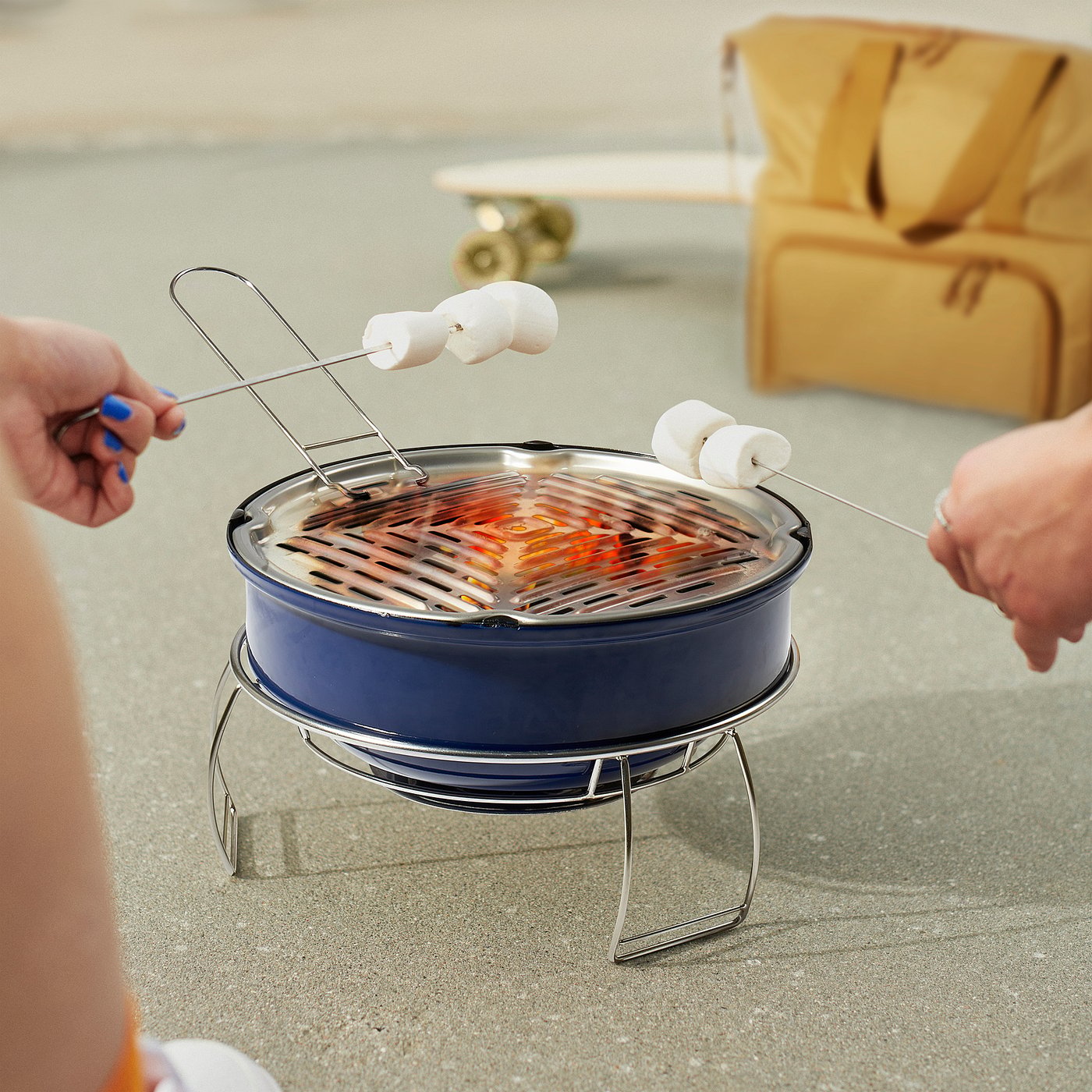 KEKAI Barbecue a carbone portatile da tavolo Crater 35 x 35 x 25 cm con ciotola raccoglie grasso