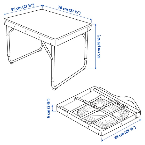 STRANDÖN Folding table set, blue